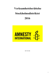 ​Verksamhetsberättelse Stockholmsdistriktet 2016