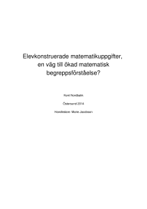 Elevkonstruerade matematikuppgifter, en väg till ökad matematisk