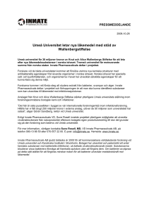 Umeå Universitet letar nya läkemedel med stöd av Wallenbergstiftelse