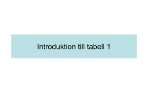 Introduktion till tabell 1