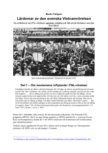 Lärdomar av den svenska Vietnamrörelsen, del 1