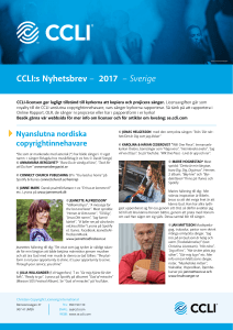 CCLI:s Nyhetsbrev – 2017 – Sverige
