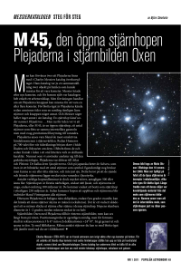 M 45, den öppna stjärnhopen Plejaderna i stjärnbilden Oxen