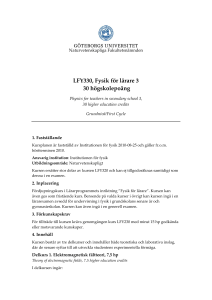 LFY330, Fysik för lärare 3 30 högskolepoäng