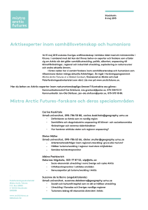 Arktisexperter inom samhällsvetenskap och humaniora Mistra Arctic