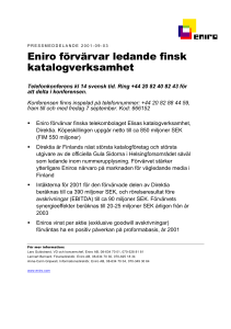 Eniro förvärvar ledande finsk katalogverksamhet