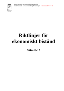 Riktlinjer för ekonomiskt bistånd 2016-10-12