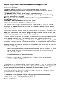 Rapport om gästföreläsarbesök / svenskundervisning i utlandet SI:s