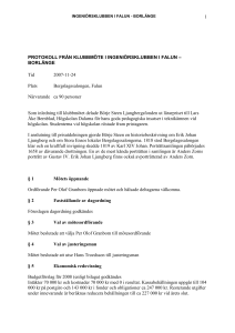protokoll från klubbmöte i ingeniörsklubben i falun – borlänge