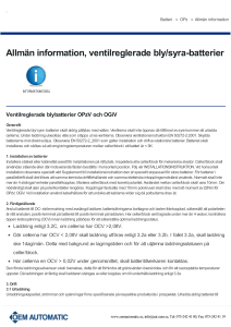 Allmän information, ventilreglerade bly/syra