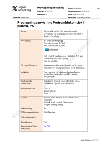 Provtagningsanvisning Protrombinkomplex i plasma, PK