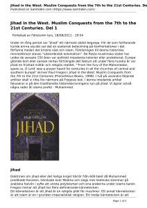Jihad in the West. Muslim Conquests from the 7th to