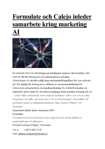 Formulate och Calejo inleder samarbete kring marketing AI