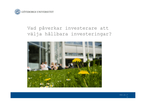 HÅLLBARA INVESTERINGAR - Hållbar Utveckling Skåne