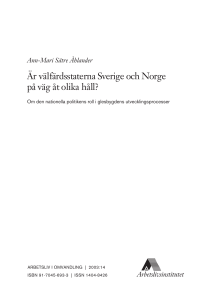 Är välfärdsstaterna Sverige och Norge på väg åt olika håll? Om den