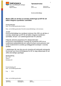 Tjänsteskrivelse Motion (SD) om att lära ut svenska värderingar på