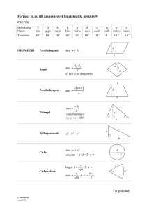 Formler m.m. till ämnesprovet i matematik, årskurs 9