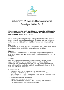 Välkommen på Svenska Downföreningens Babyläger hösten 2015