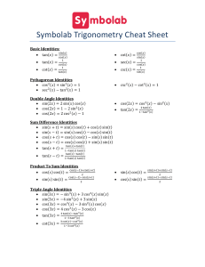 Trigonometry Cheat Sheet