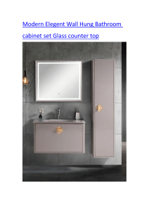 Modern Elegent Wall Hung Bathroom cabinet set Glass counter top