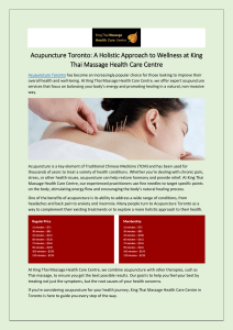 Acupuncture Toronto: A Holistic Approach to Wellness at King Thai Massage Health Care Centre